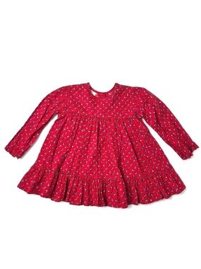 Vintage MiniWorld Red Calico Floral Dress 12-18M